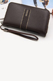 Brown Leatherette Credit Card Photo Holder Organizer Zip-Around Clutch Men Wallet