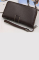 Brown Leatherette Credit Card Photo Holder Organizer Zip-Around Clutch Men Wallet