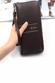 Brown Leatherette Credit Card Photo Holder Organizer Zip-Around Clutch Men Wallet