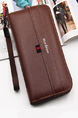 Brown Leatherette Credit Card Photo Holder Organizer Zip-Around Clutch Men Wallet