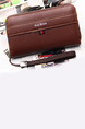 Brown Leatherette Credit Card Photo Holder Organizer Zip-Around Clutch Men Wallet