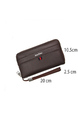 Brown Leatherette Credit Card Photo Holder Organizer Zip-Around Clutch Men Wallet