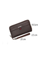 Dark Coffee Leatherette Credit Card Photo Holder Organizer Zip-Around Clutch Men Wallet