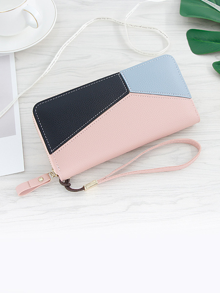 Pink Colorful Leatherette Credit Card Photo Holder Organizer Clutch Wallet