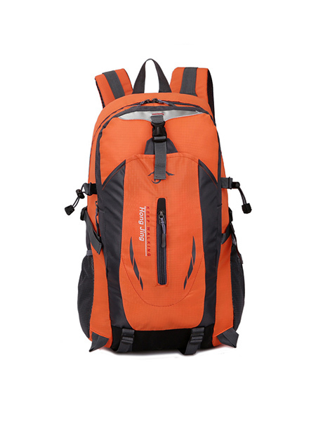 Orange Nylon Outdoor Backpack Men Bag