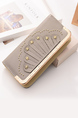 Gray Leatherette Credit Card Photo Holder Zip-Around Clutch Wallet