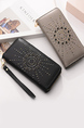 Black Leatherette Credit Card Photo Holder Organizer Zip-Around Clutch Wallet