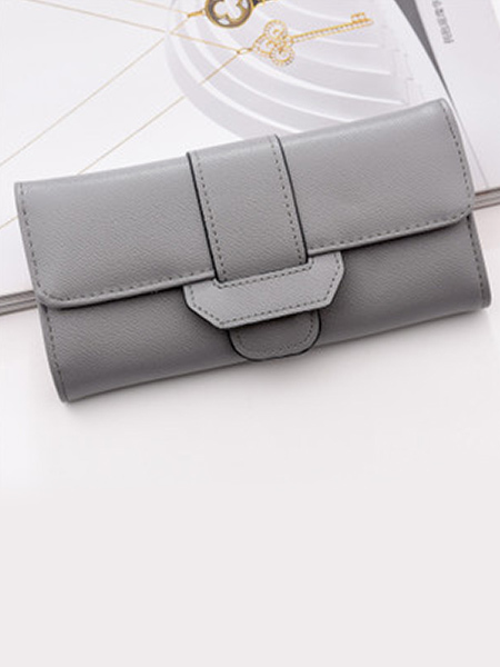 Gray Leatherette Credit Card Photo Holder Organizer Envelope Wallet