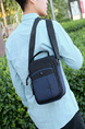 Black and Blue Canvas Shoulder Hand Men Bag