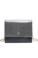 Black Leatherette Chain Handle Shoulder Bag