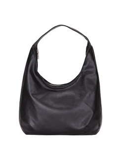 Black Leatherette Hobo Shoulder Bag