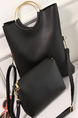 Black Leatherette Shoulder Tote Bag