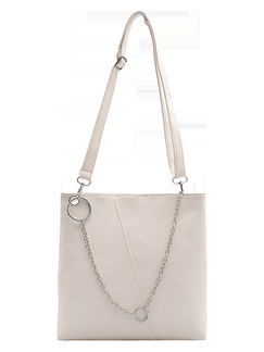 White Leatherette Shoulder Tote Bag