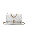 White Leatherette Chain Handle Satchel Bag