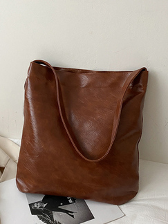 Brown Leatherette Hobo Tote Bag