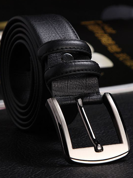 Black Single Buckle Classic Leather Men Belt