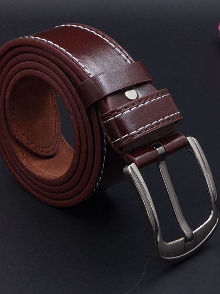 Brown Single Buckle Classic Leather Men Belt