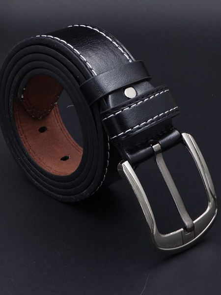 Black Single Buckle Classic Leather Men Belt