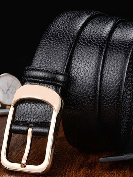 Black Single Buckle Classic Leather Men Belt