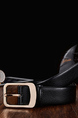 Black Single Buckle Classic Leather Men Belt