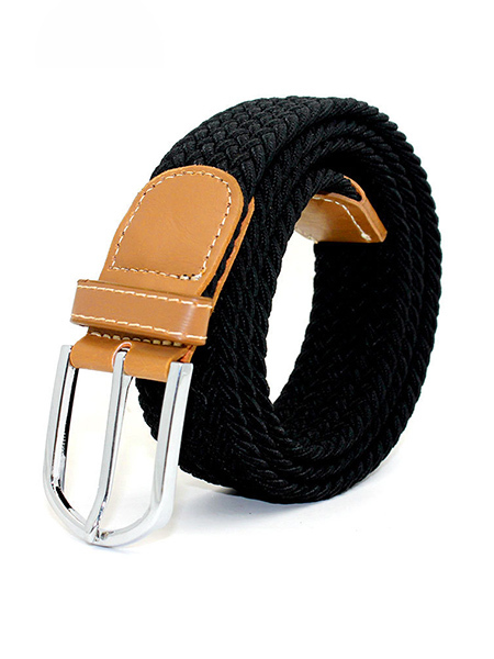 Black and Brown Single Buckle Bradied Leather Men Belt
