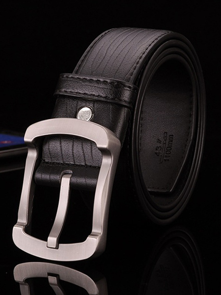 Black Single Buckle Classic Leather Men Belt