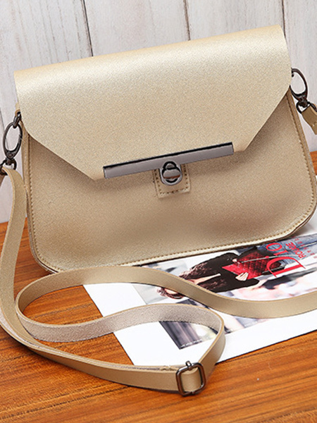 Beige Leatherette Shoulder Satchel Bag