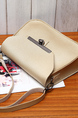 Beige Leatherette Shoulder Satchel Bag