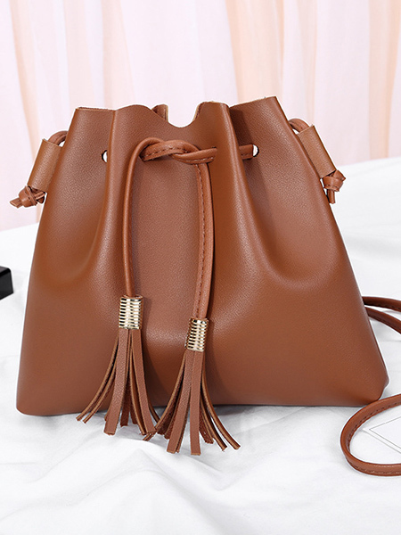 Brown Leatherette Hobo Shoulder Bag