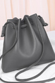 Grey Leatherette Hobo Shoulder Bag