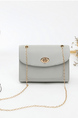Grey Leatherette Chain Handle Satchel Shoulder Bag