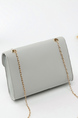 Grey Leatherette Chain Handle Satchel Shoulder Bag