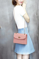 Grey Leatherette Chain Handle Satchel Shoulder Bag