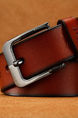 Brown Classic Single Buckle Leatherette Men Belt