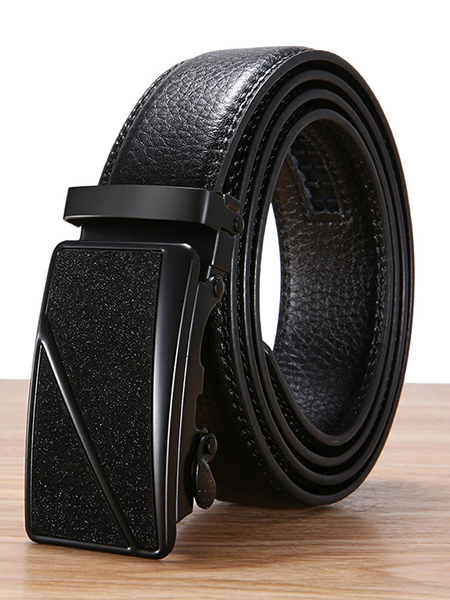 Black Ratchet Leatherette Men Belt