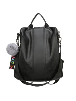 Black Leatherette Backpack Hand Bag