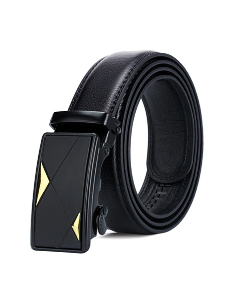 Black Ratchet Leatherette Men Belt