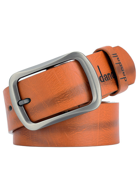 Orange Single Buckle Classic Leatherette Men Belt