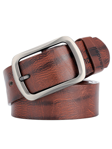 Orange Classic Single Buckle Leatherette Men Belt