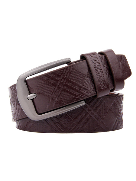 Brown Classic Single Buckle Leatherette Men Belt