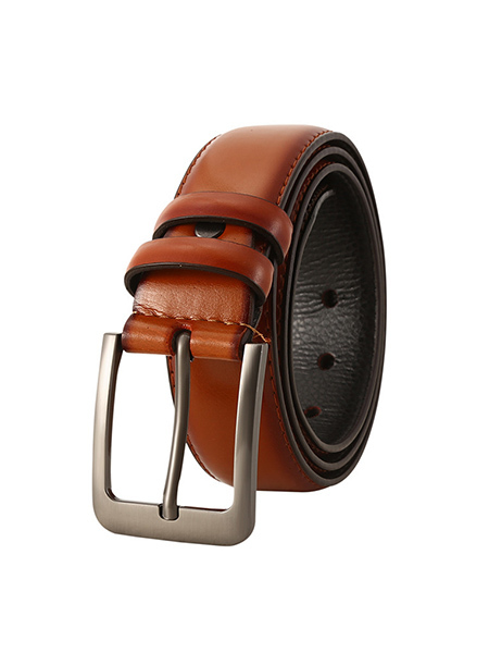 Orange Single Buckle Leatherette Men Belt