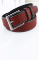 Burgundy Classic Single Buckle Leatherette Men Belt