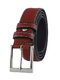 Burgundy Classic Single Buckle Leatherette Men Belt 