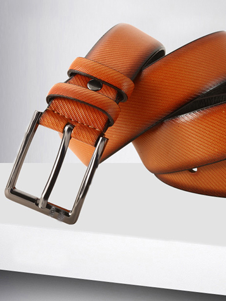 Orange Single Buckle Classic Leatherette Men Belt