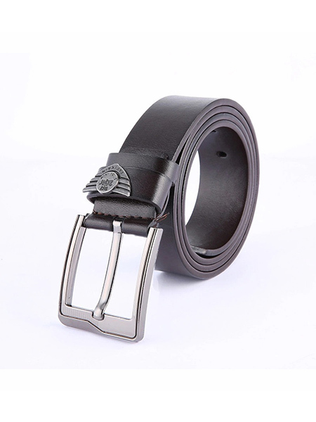 Dark Brown Classic Single Buckle Leatherette Men Belt