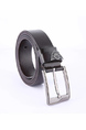 Dark Brown Classic Single Buckle Leatherette Men Belt