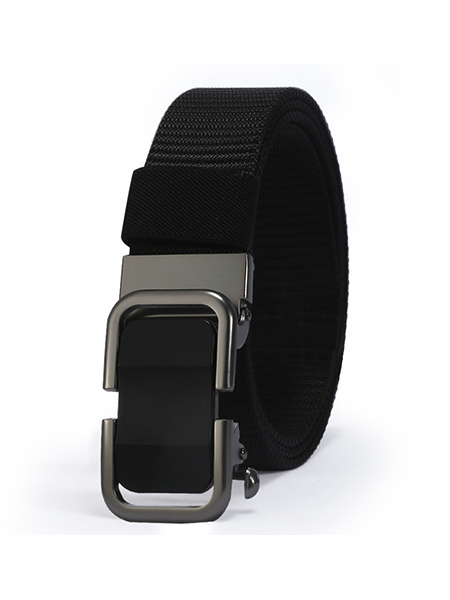 Black Braided Canvas Men Belt