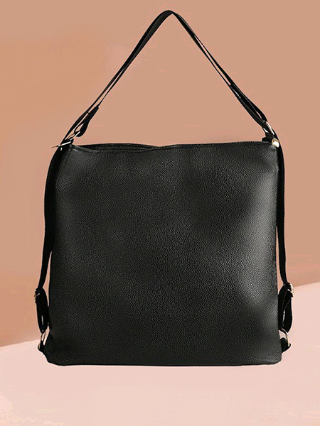 Black Leatherette Shoulder Bag