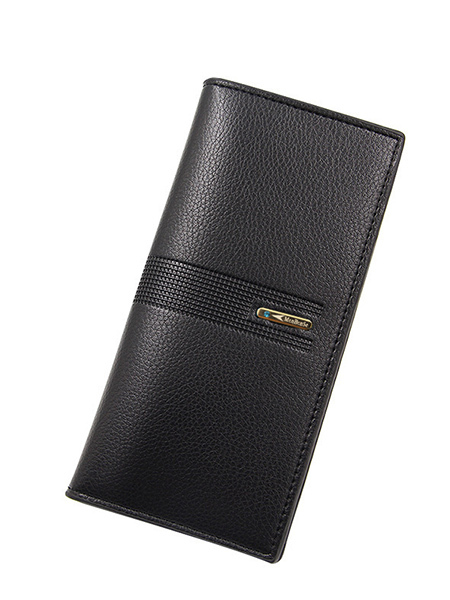 Black Leatherette Credit Card Photo Holder Bifold Men Wallet