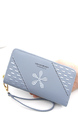 Blue Leatherette Photo Holder Credit Card Bifold Clutch Wallet